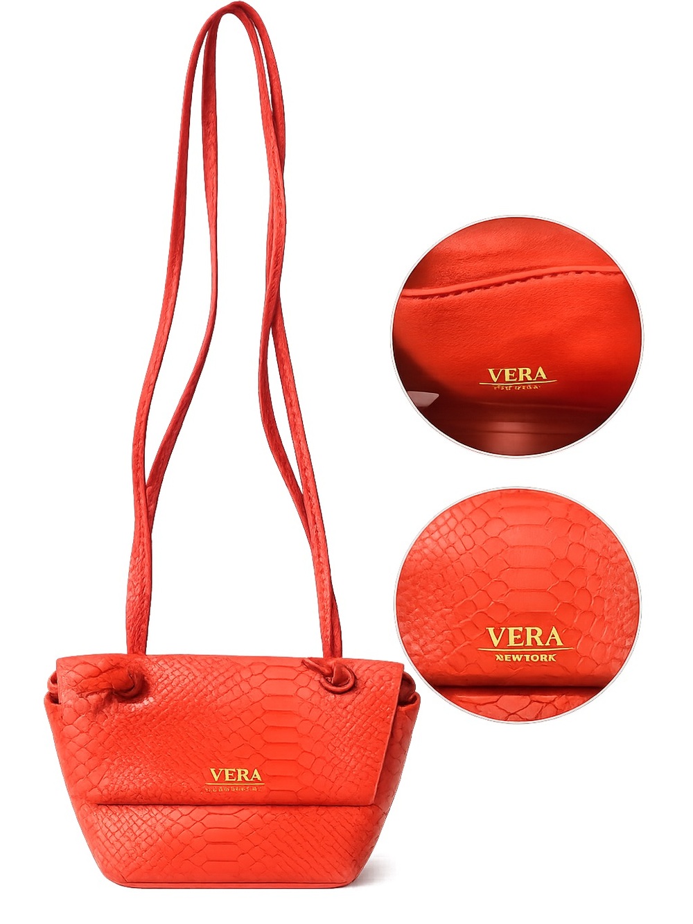 Vera New York Red Textured Shoulder Bag